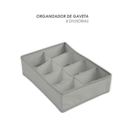 Organizador de Gavetas 8 Divisórias Ajustável Plastico Transparente para Roupas e Utensílios