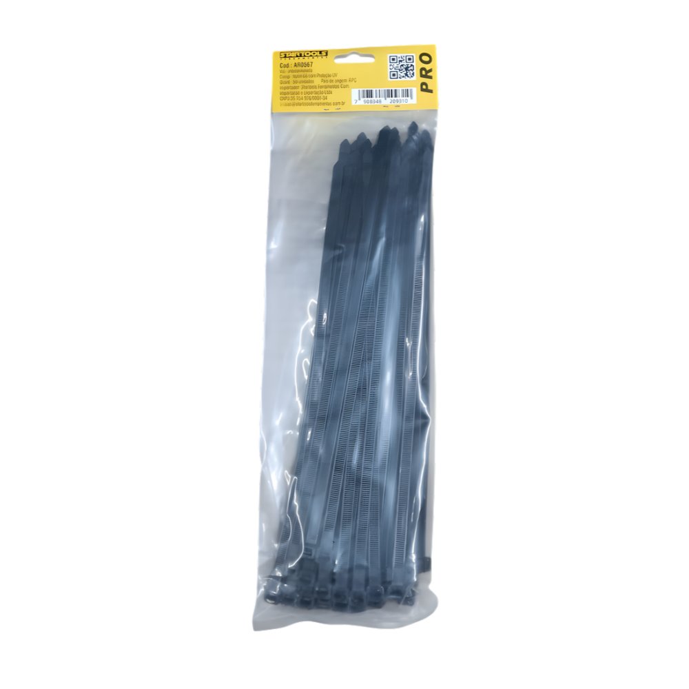 Abraçadeira de Nylon 30cm x 7,6mm 50 Unidades Preta Durable para Fixação e Organização - Imagem 3