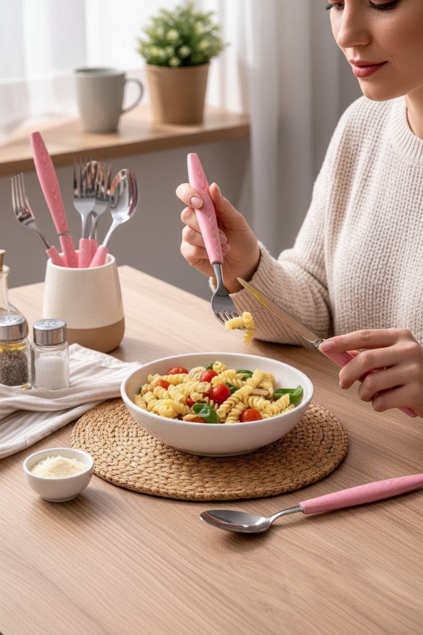 Conjunto talheres 12 peças de inox /Rosa - Imagem 3