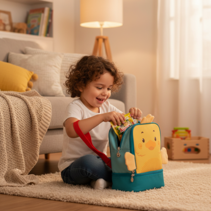 Lancheira Térmica Infantil Pato com Alça, Isolamento Térmico, Compacta e Prática