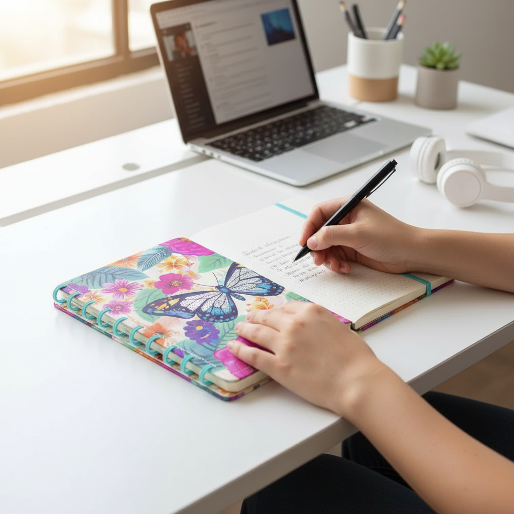 Caderno Butterfly Disko Capa Dura Médio M Disco Reposicionável - Imagem 5