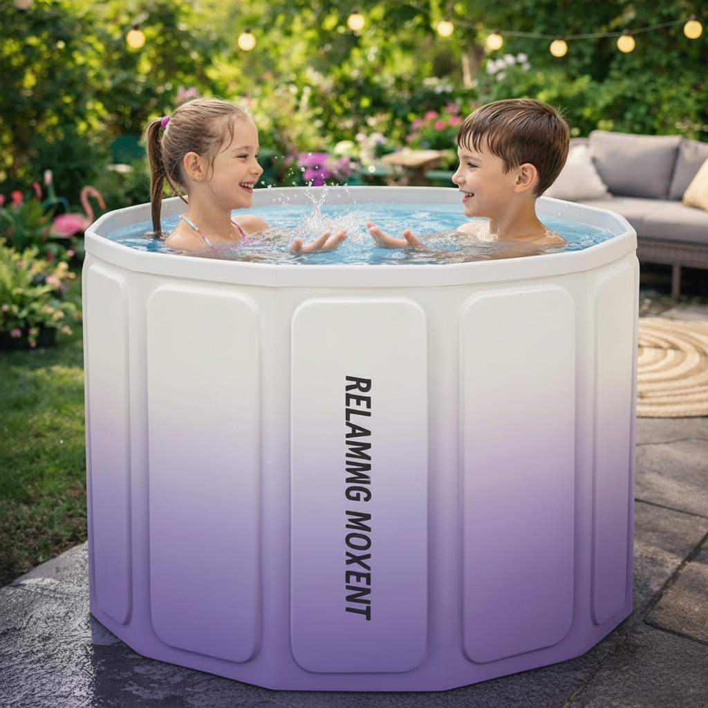 Banheira Dobrável de PVC para Bebê 50L Compacta Portátil Resistente Sortida Colorida - Imagem 6