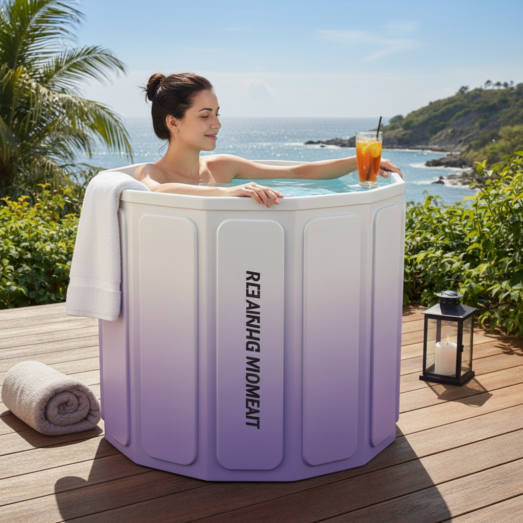 Banheira Dobrável de PVC para Bebê 50L Compacta Portátil Resistente Sortida Colorida - Imagem 7