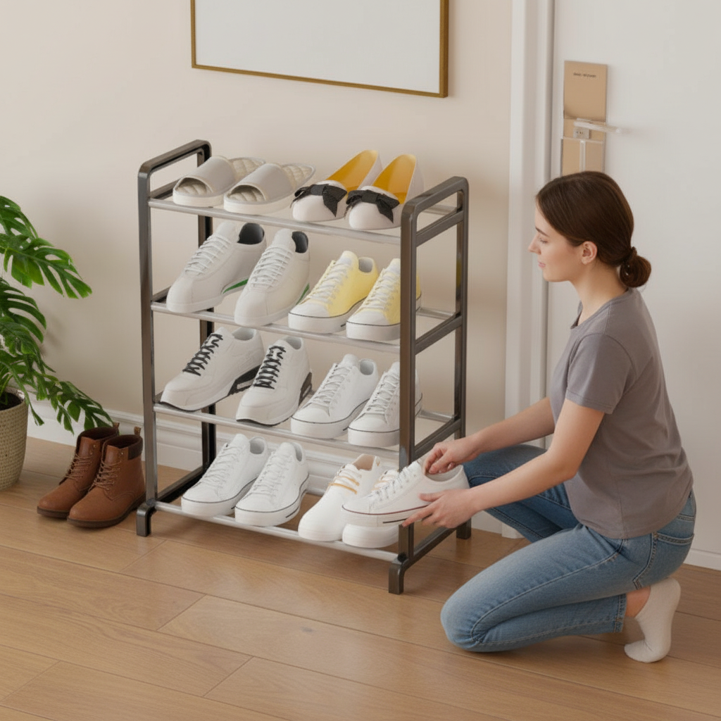 Sapateira Multiuso 4 Andares Organizadora de Sapatos Vertical Compacta Sortida 4 Camadas - Imagem 3