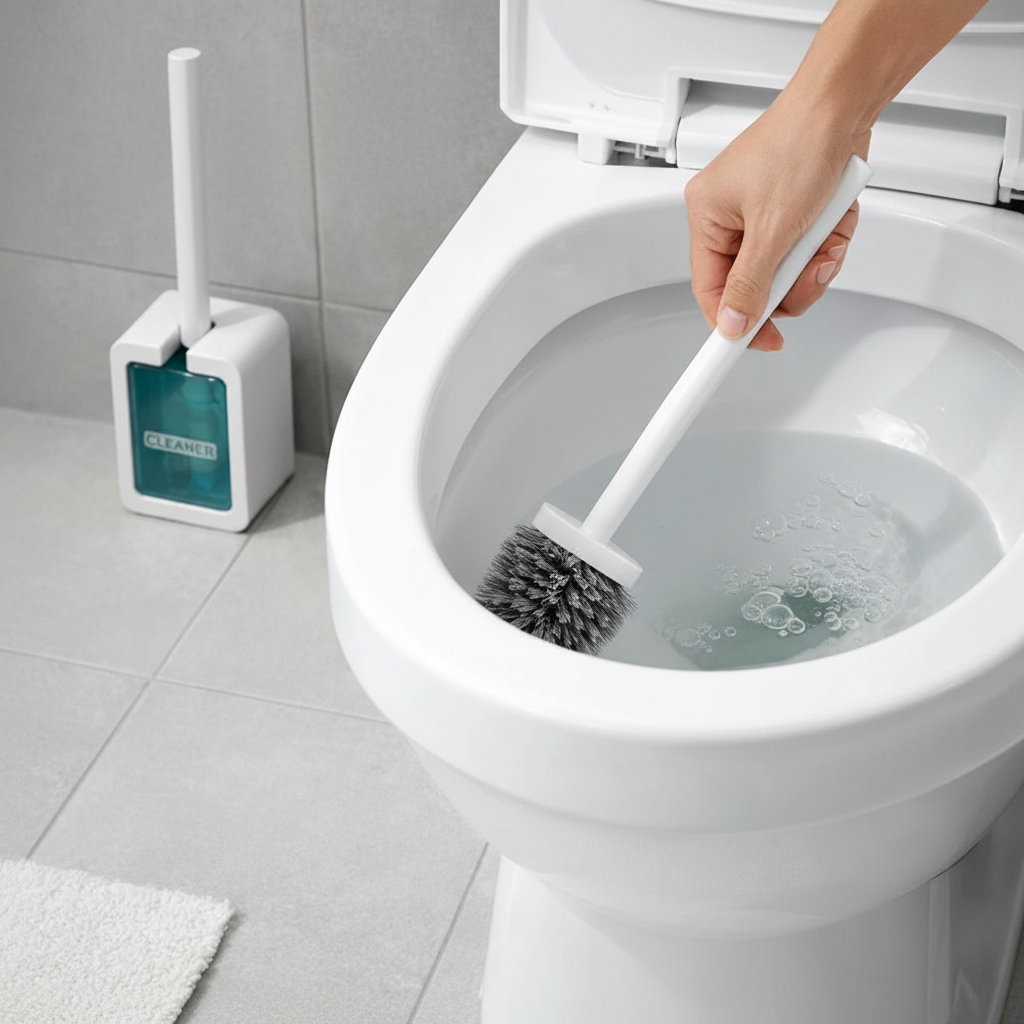 Escova Sanitária Plástico com Suporte Sortida Cerdas Resistentes Limpeza Eficaz Banheiro - Imagem 2