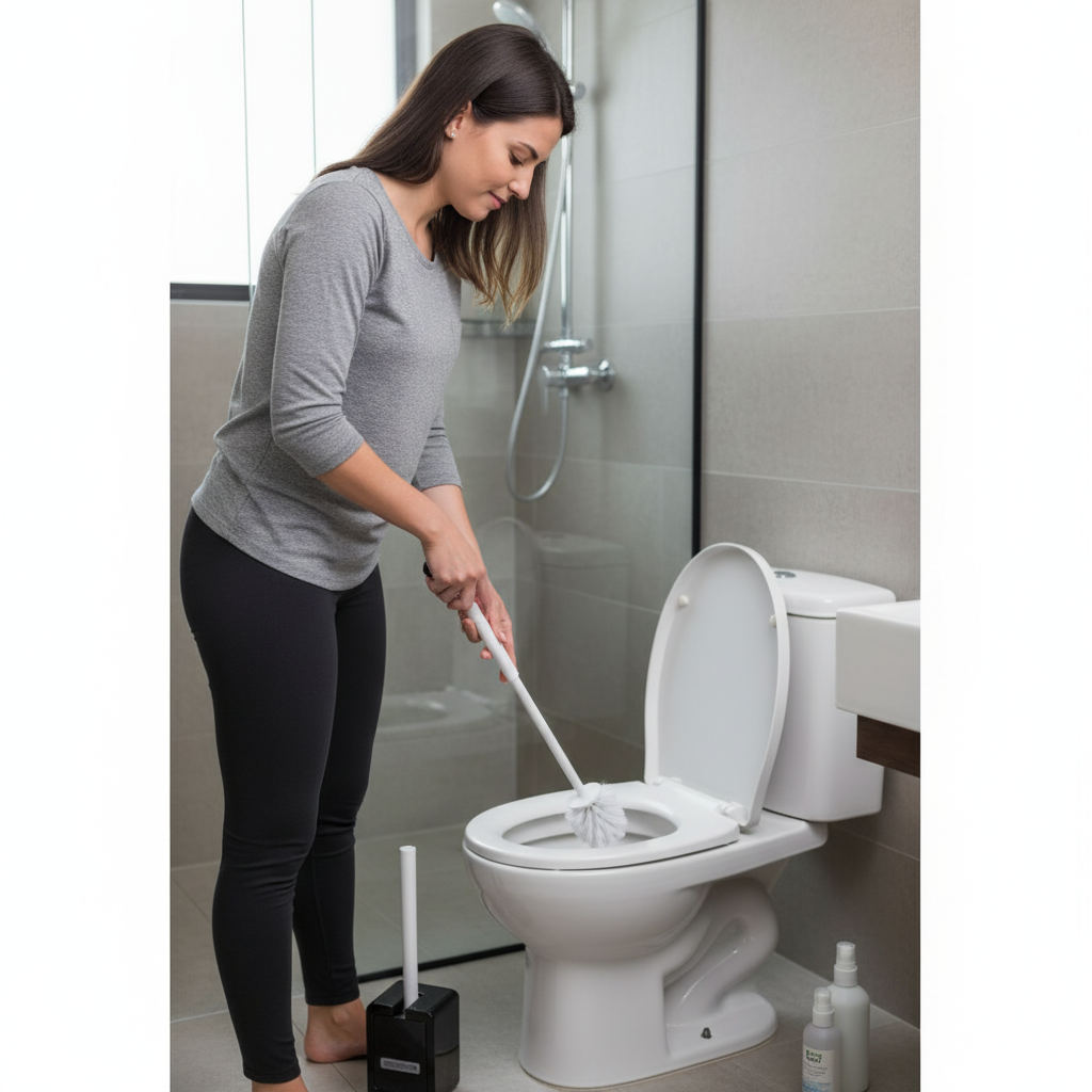 Escova Sanitária Plástico com Suporte Sortida Cerdas Resistentes Limpeza Eficaz Banheiro - Imagem 3