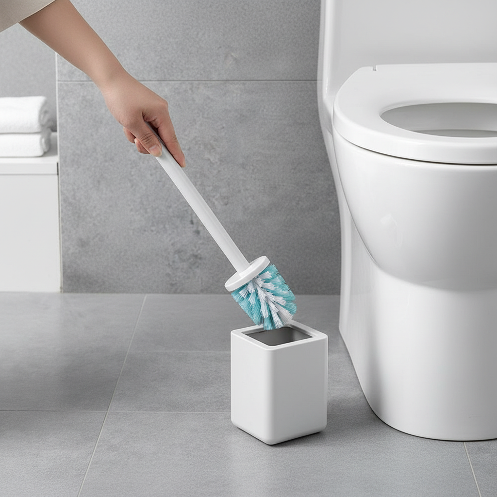 Escova Sanitária Plástico com Suporte Sortida Cerdas Resistentes Limpeza Eficaz Banheiro - Imagem 4