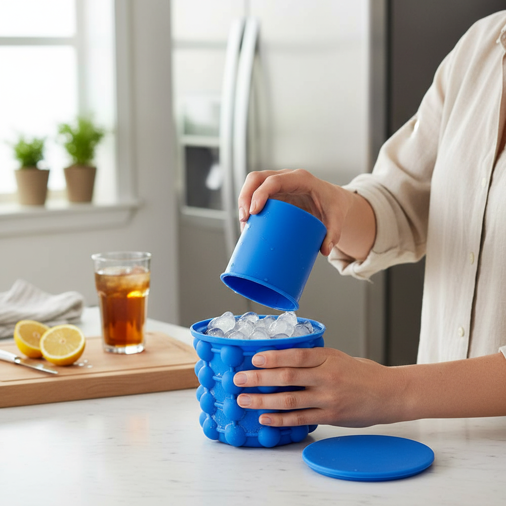 Balde de Gelo Silicone Térmico 2L Vermelho Reutilizável Resistente para Bebidas e Festa - Imagem 10