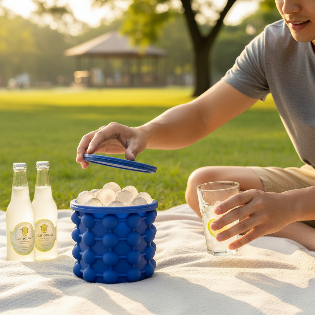 Balde de Gelo Silicone Térmico 2L Vermelho Reutilizável Resistente para Bebidas e Festa - Imagem 11