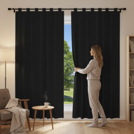 Cortina Blackout Preto - 200x140cm - c/ alça p/ varão