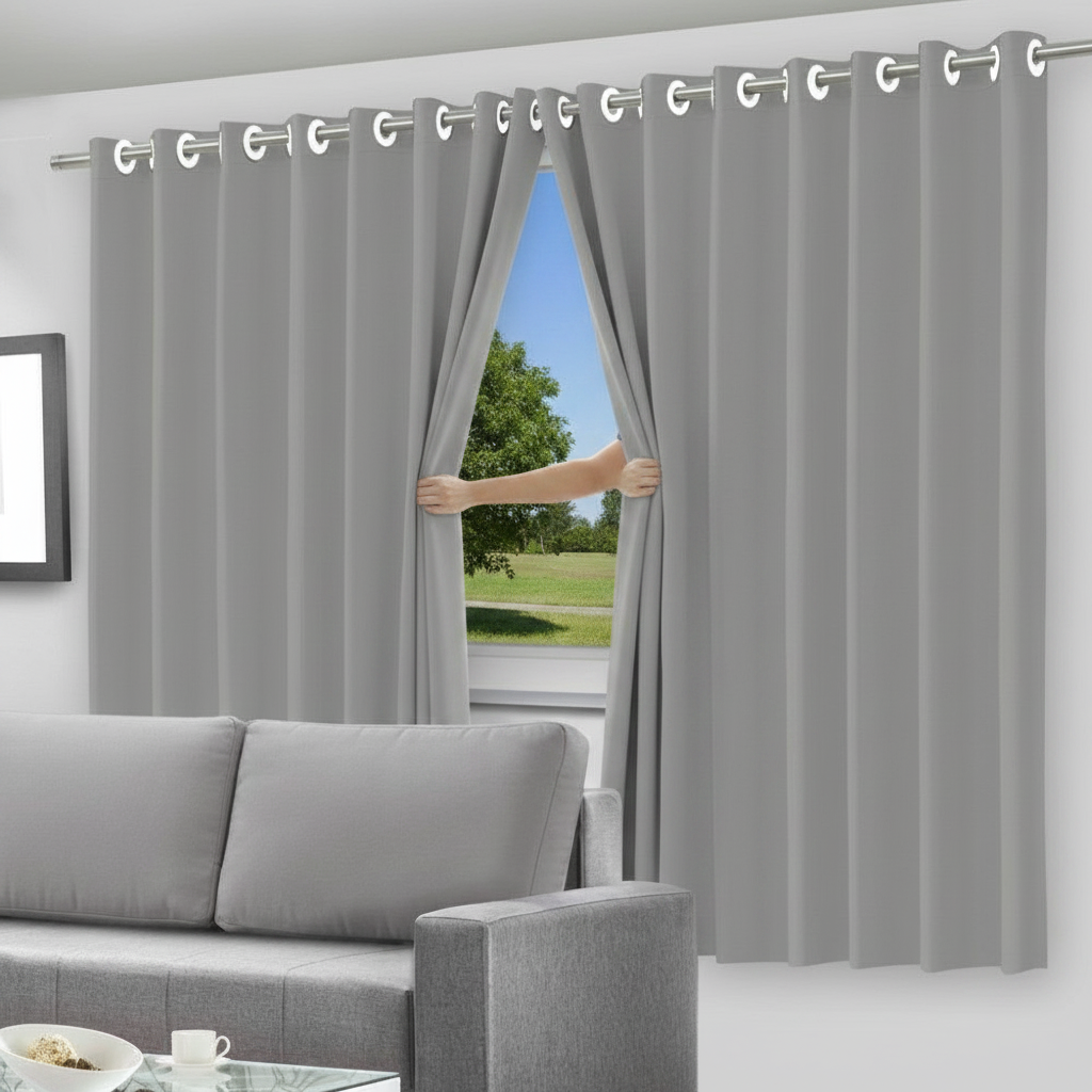 WE DROP - Cortina Blackout Pelicula C/Ilhos Cinza 280x250 - Imagem 2