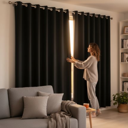 Cortina Blackout Preto com Ilhós - 280x250cm