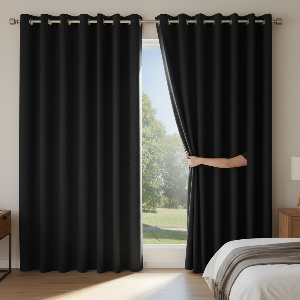 Cortina Blackout Preto com Ilhós - 280x250cm - Imagem 2