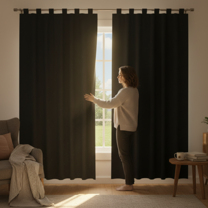 Cortina Blackout Preto - 280x220cm - c/ alça p/ varão