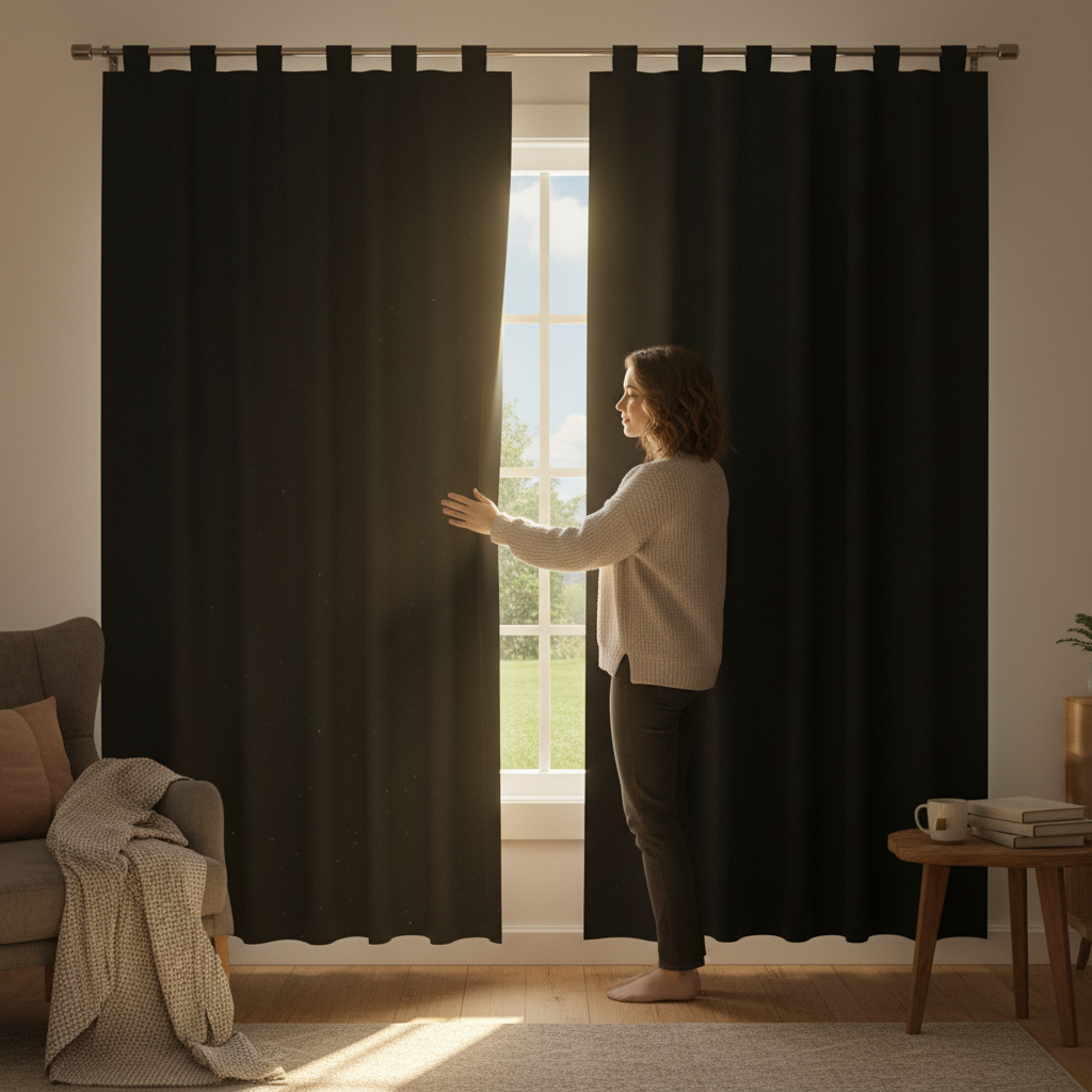 Cortina Blackout Preto - 280x220cm - c/ alça p/ varão