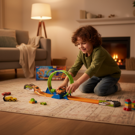Pista de Corrida Loop 360º com Lançador - Brinquedo Infantil, Multicolorido, 3 Anos +