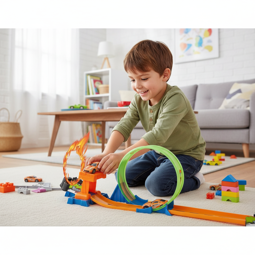 Pista de Corrida Loop 360º com Lançador - Brinquedo Infantil, Multicolorido, 3 Anos + - Imagem 3