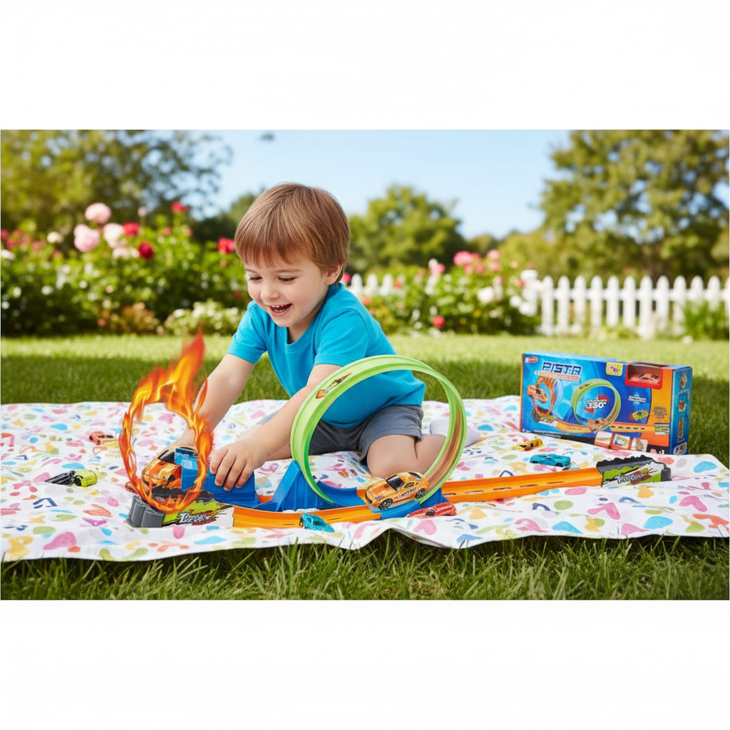 Pista de Corrida Loop 360º com Lançador - Brinquedo Infantil, Multicolorido, 3 Anos + - Imagem 4