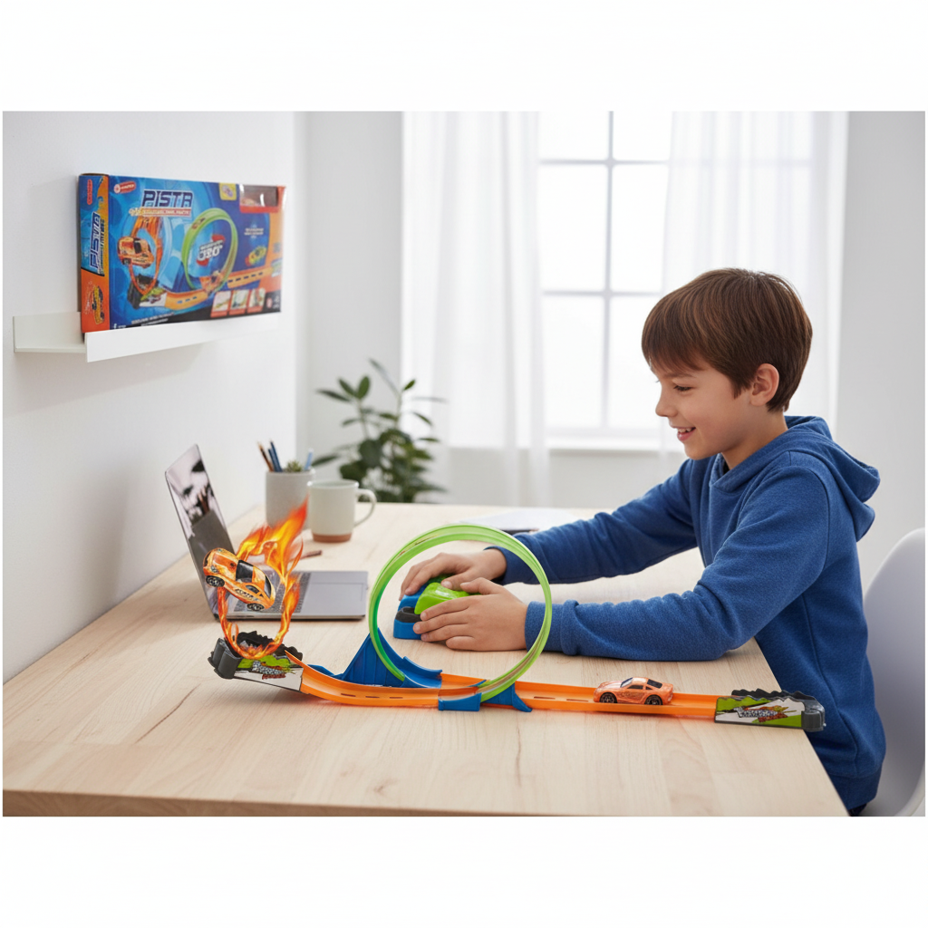 Pista de Corrida Loop 360º com Lançador - Brinquedo Infantil, Multicolorido, 3 Anos + - Imagem 5