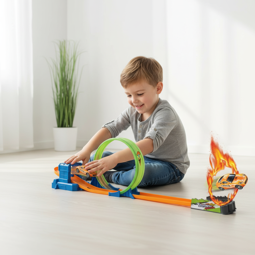 Pista de Corrida Loop 360º com Lançador - Brinquedo Infantil, Multicolorido, 3 Anos + - Imagem 6