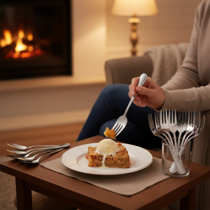 Kit 12 Garfos Sobremesa Beta Inox Aço Inoxidável Cabo Ergonômico Utensílio Mesa
