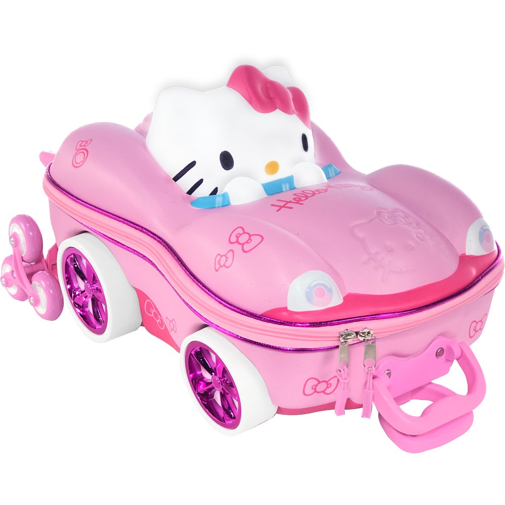 Mala Infantil Hello Kitty 3D com Rodinhas Rosa Resistente e Leve para Viagem Escolar - Imagem 4
