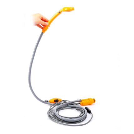 Chuveiro Portátil para Camping 12V Laranja com Acendedor de Carro Bomba Elétrica Automotiva
