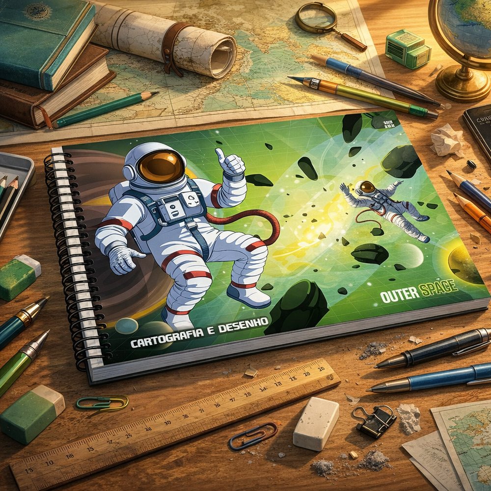 Caderno de Cartografia e Desenho Outer Space Capa Dura 96 Folhas Papel Offset 75g 21x29,7cm - Imagem 4