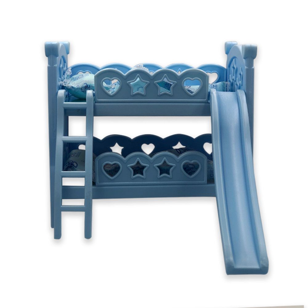 Berço de Brinquedo com Escorregador Azul Infantil para Quarto Criança com Segurança e Diversão