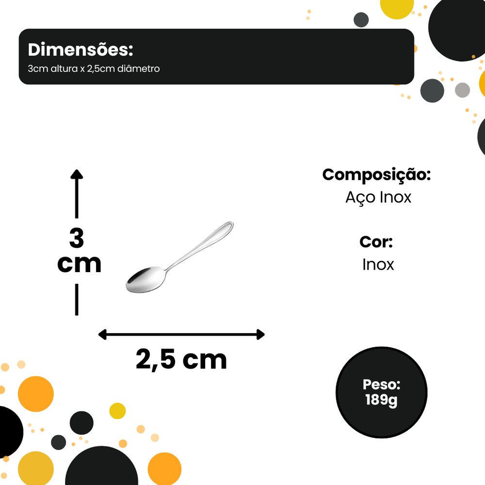 Kit 12 Colheres de Chá Gamma Inox Aço Inoxidável Conjunto para Chá Durável e Resistente - Imagem 3