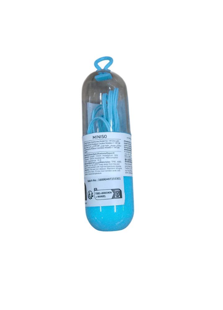 Fone de Ouvido com Fio Azul Claro Modelo Conector P2 com Estojo Protetor 1,2m - Imagem 2