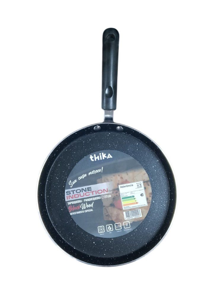 Frigideira Tapioqueira Panquequeira Indução 22cm Antiaderente Alumínio Preta - Imagem 2
