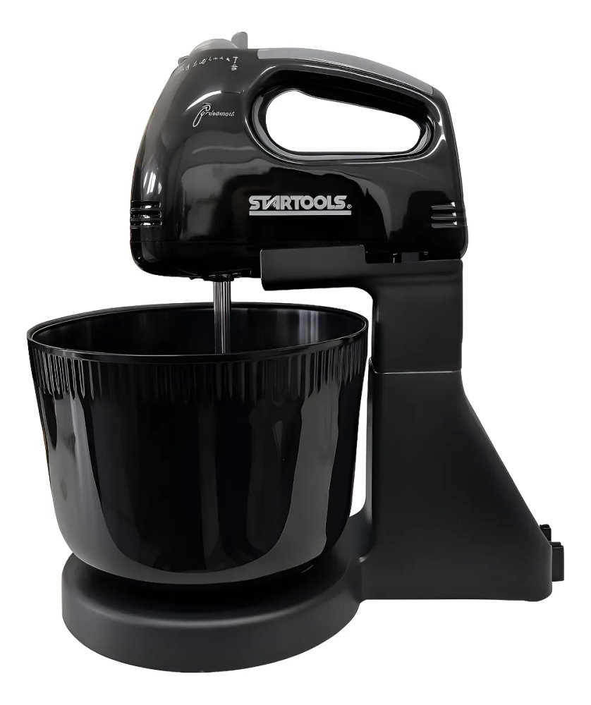 Batedeira Elétrica 220V com Balde 2L Preta 6 Velocidades Inox Potente Cozinha