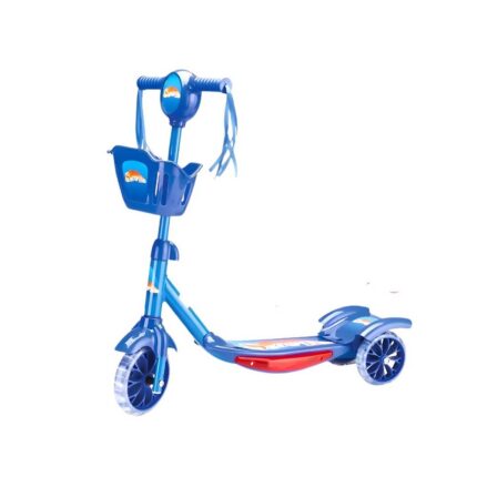 Patinete Infantil 3 Rodas Dobrável com Som Luz e Rodas Antiderrapantes Azul