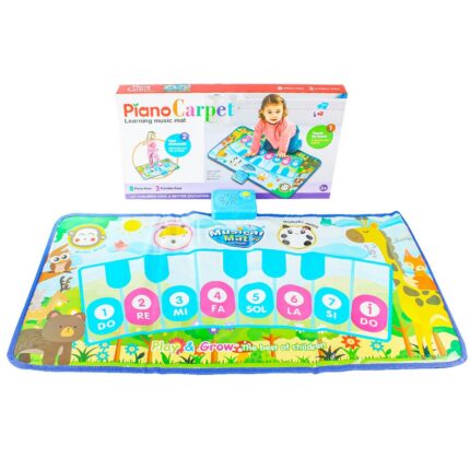 Tapete Musical Piano 8 Teclas 3 Modos Música Infantil Azul Educativo Portátil