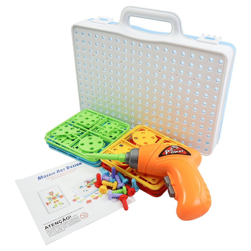 Kit Ferramenta Infantil Parafusadeira de Brinquedo 14 Peças Montar Criança - Imagem 5