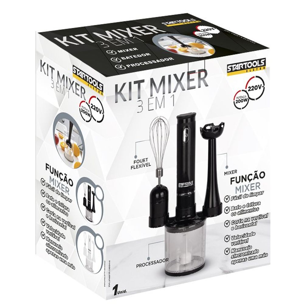 Kit Mixer Processador Batedor Alimentos 3 em 1 220V Multifunção Cozinha Sortida - Imagem 3