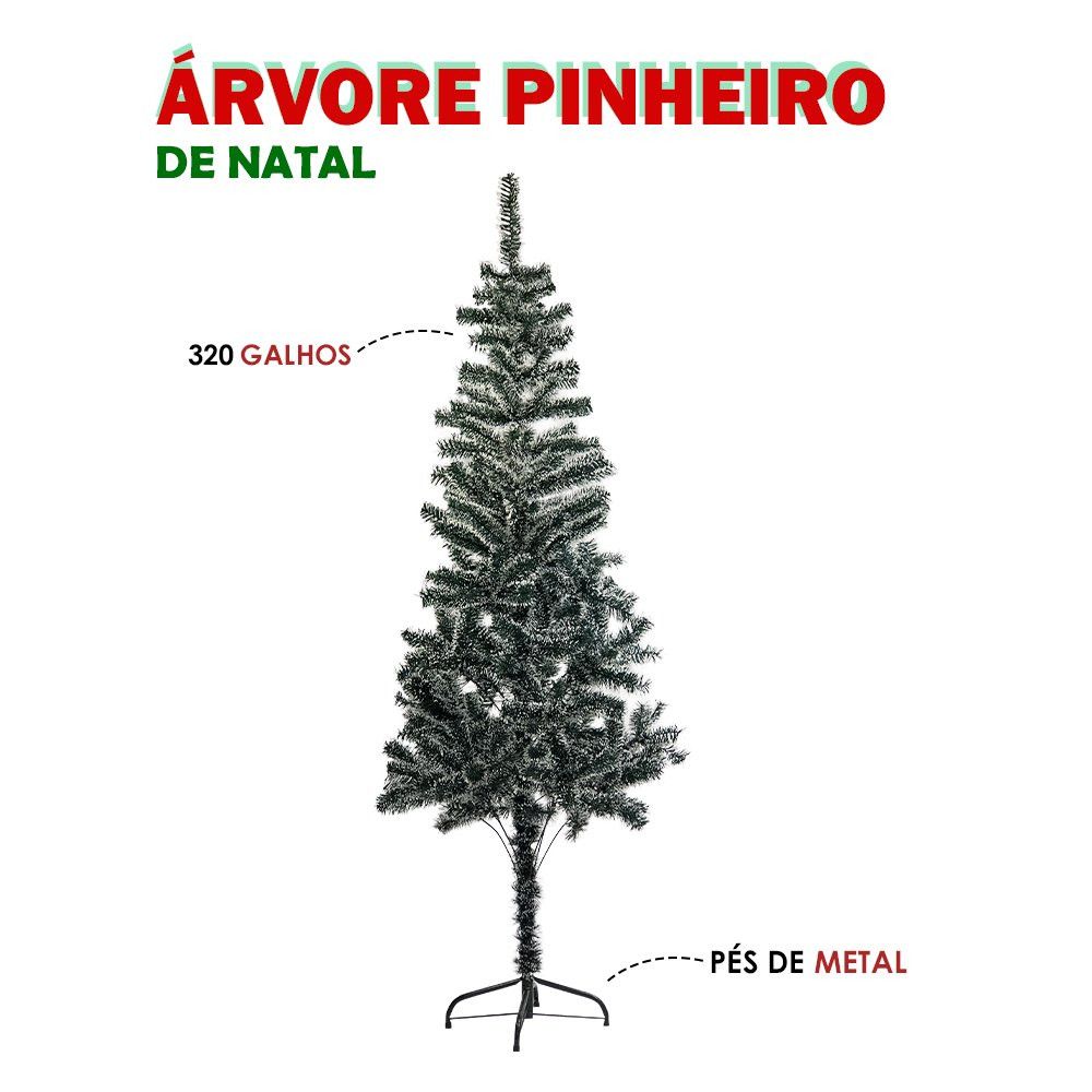 Árvore Pinheiro de Natal Luxo Nevada Verde 1,80m com 320 Galhos para Decoração Natalina - Imagem 2
