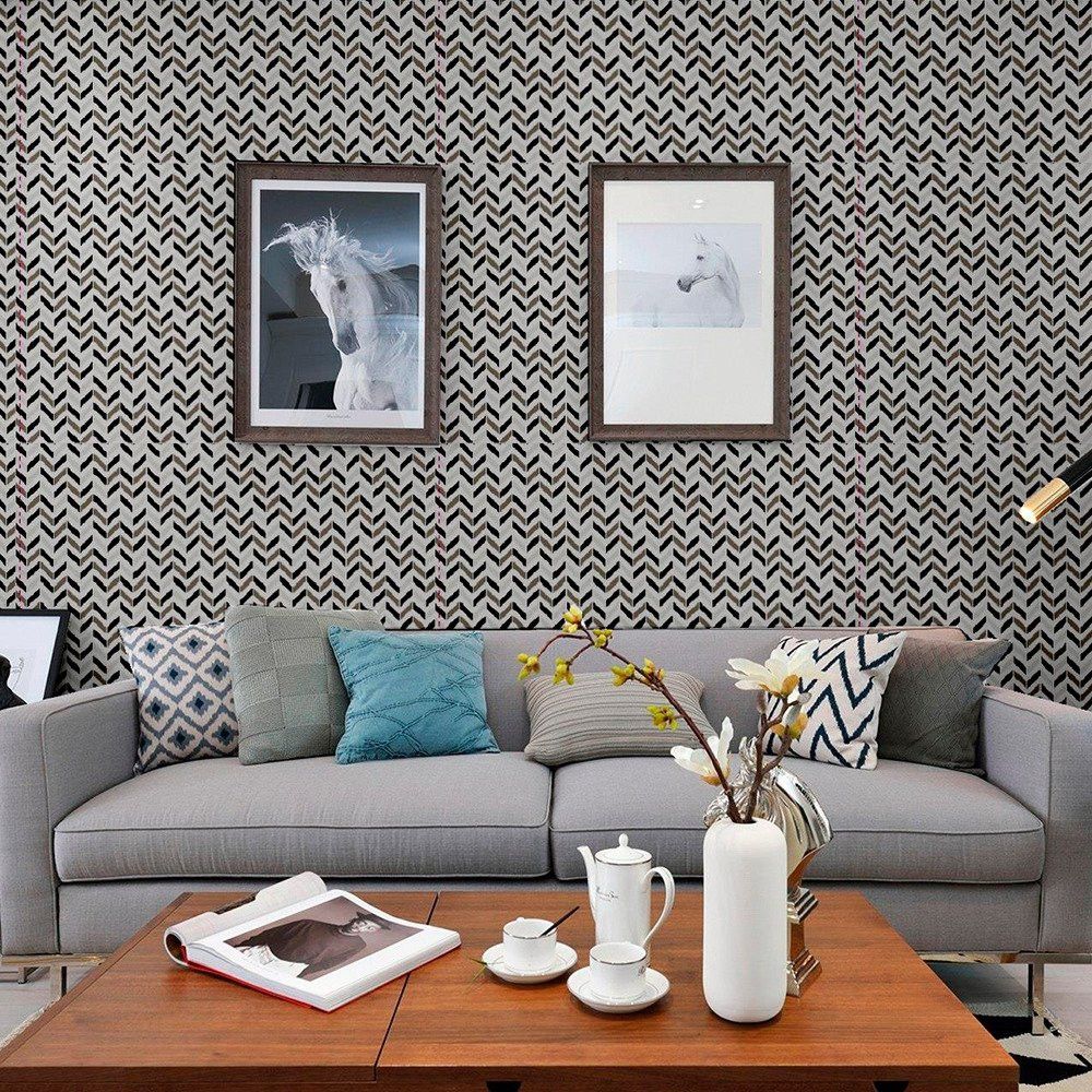 Papel de Parede Adesivo PVC Estampa Zig Zag 5 Metros Revestimento Decorativo Residencial - Imagem 3