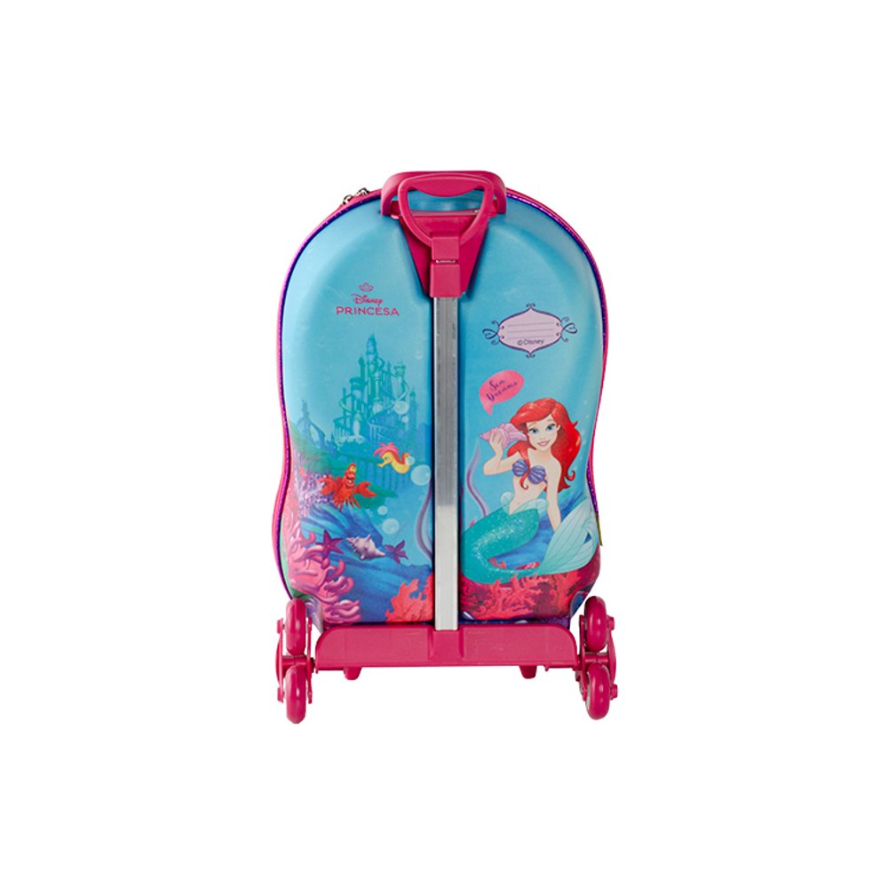 Mala Infantil Pequena Sereia 3D Verde com Rodinhas Mala de Viagem Infantil Resistente e Leve - Imagem 4