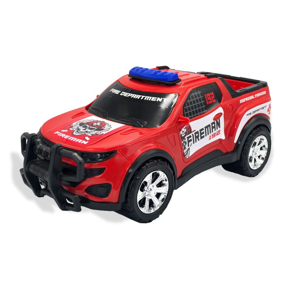 Caminhonete de Bombeiro Hytop Vermelha 32cm Brinquedo Infantil Resistente e Realista - Imagem 4