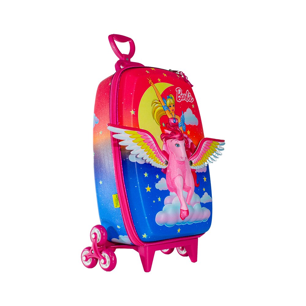 Mala Infantil Barbie Pegasus 3D Rodinhas Multicolorida Tamanho Pequeno Escolar Viagem - Imagem 9