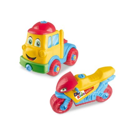 Kit Moto e Caminhão de Brinquedo Multicolorido Infantil Plástico Resistente 2 Peças