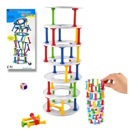 Jogo Derruba Torre Divertido Madeira 48 Peças Infantil Criança Brincadeira Familia