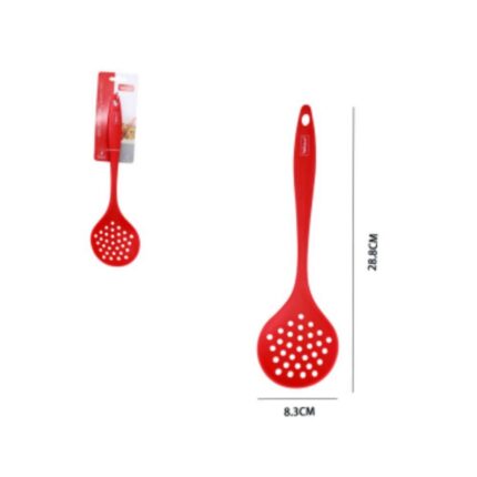 Escumadeira de Silicone Vermelha Resistente Cozinha 30cm Antiaderente Utensílio