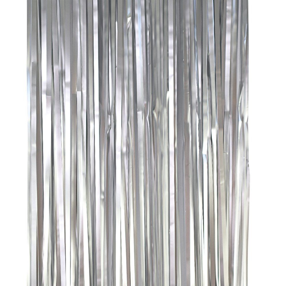 Cortina Metalizada Fitas Para Decoração Prata - Imagem 4