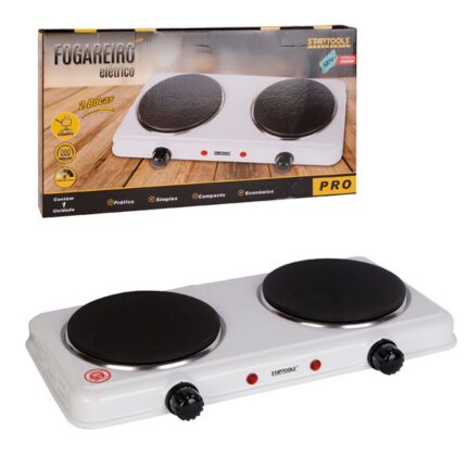 Fogareiro Elétrico Indução 2 Bocas 127V Branco Compacto Potência 2000W Portátil