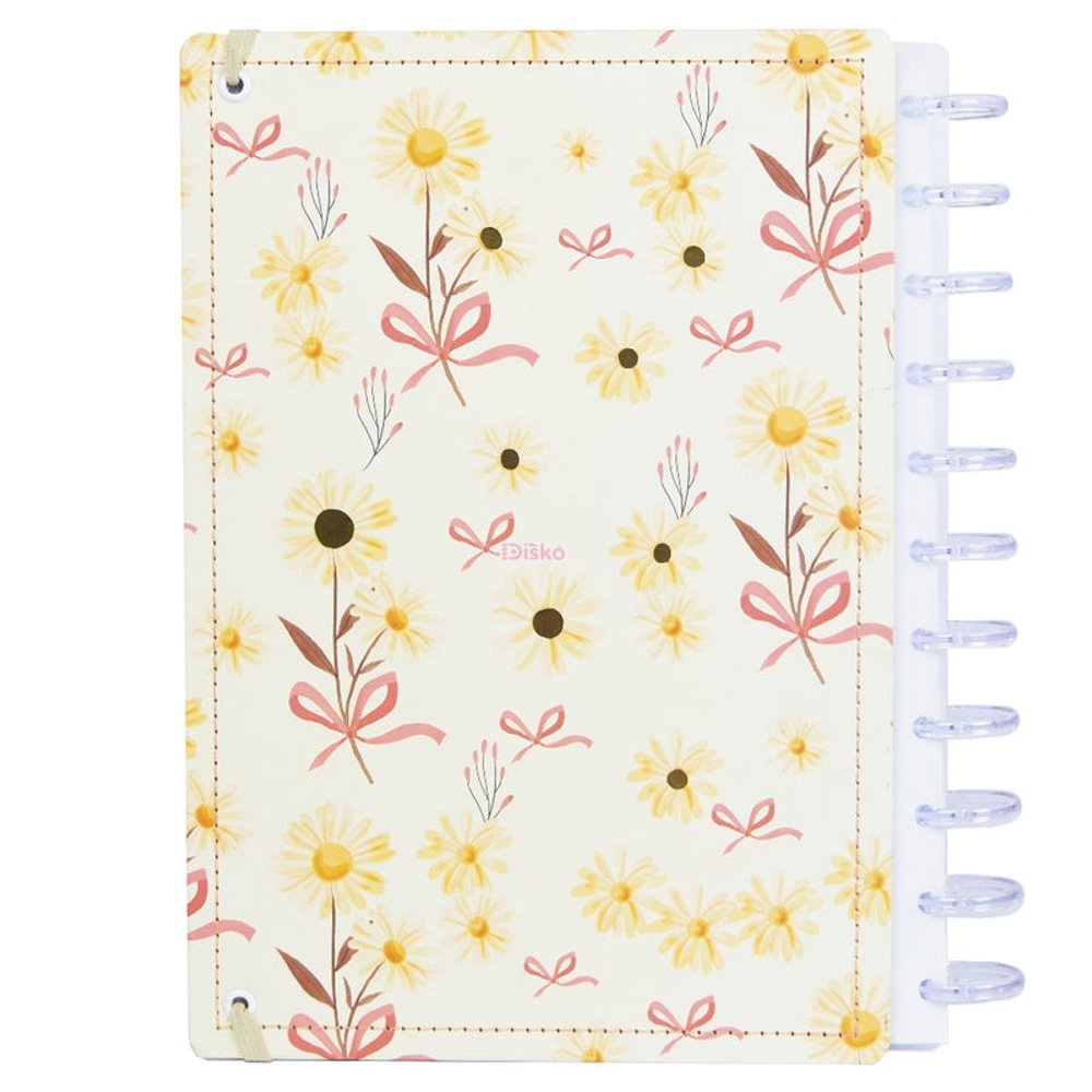 Caderno Inteligente Disco A4 60 Folhas Reposicionáveis Capa Dura Floral Elástico Disko - Imagem 4