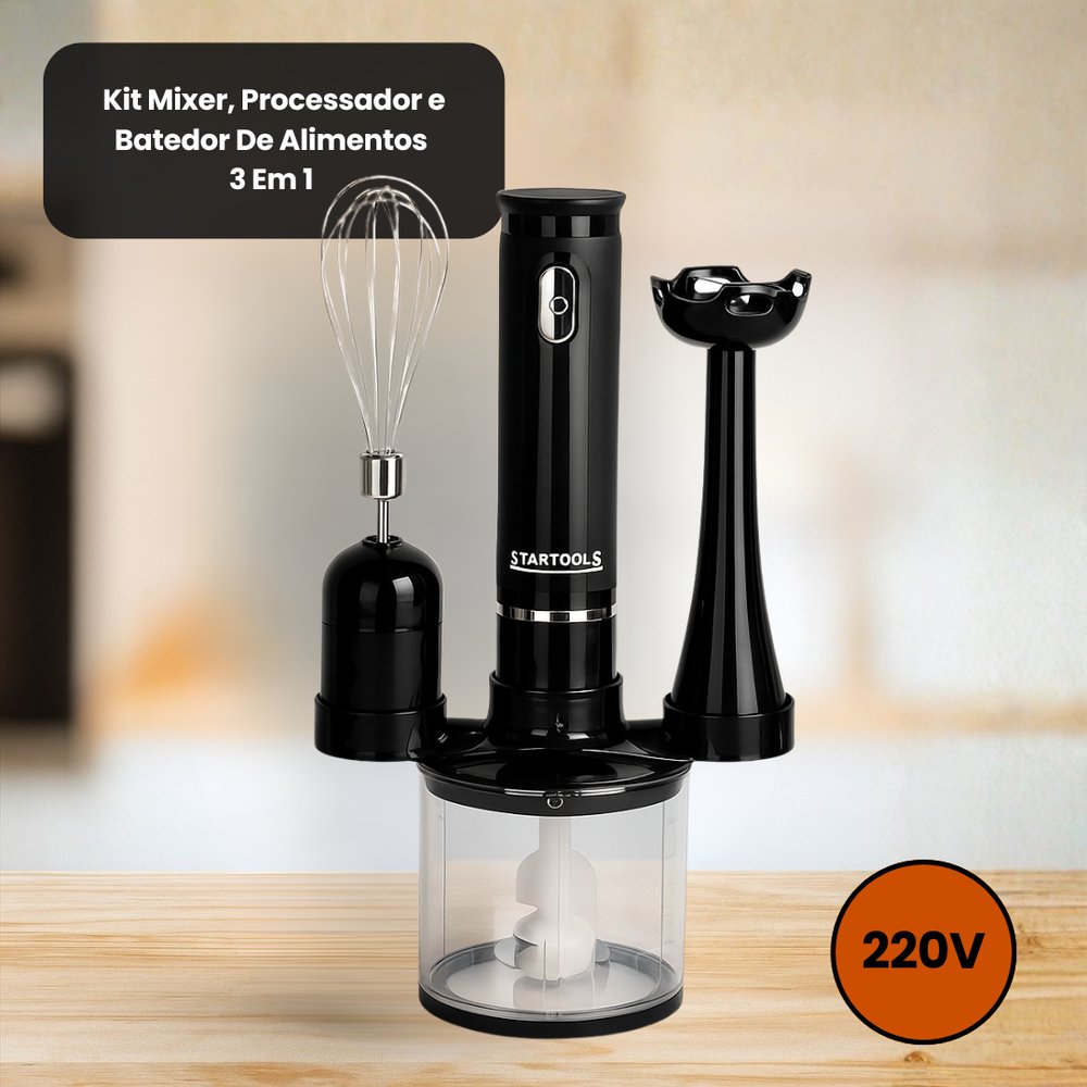 Kit Mixer Processador Batedor Alimentos 3 em 1 220V Multifunção Cozinha Sortida - Imagem 4