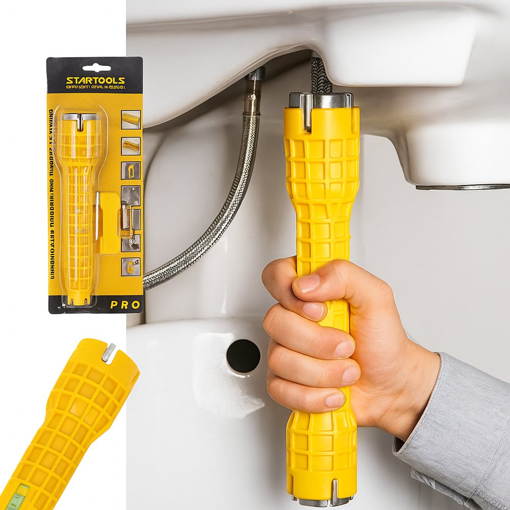 Chave Hidráulica Multiuso 5 Peças Amarela Ajustável para Torneira e Canos Resistentes - Imagem 4